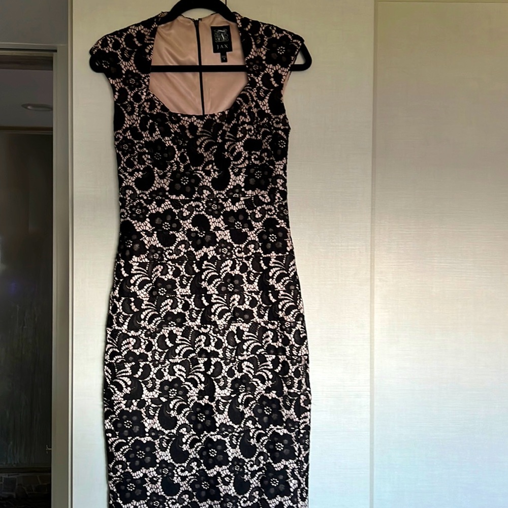 Black lace dress with full neutral lining worn once